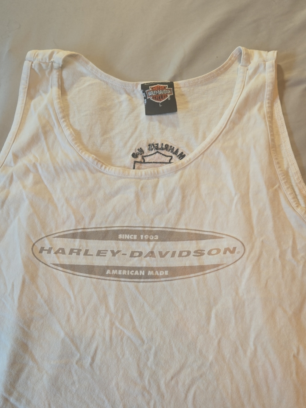 Harley-Davidson Men’s White Tank with Faded Gray Logo